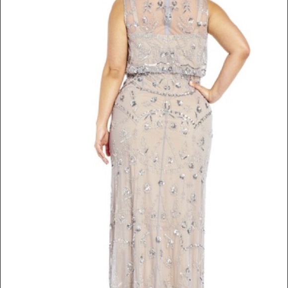 Adrienne Papell Beaded Blouson Evening Gown - Picture 2 of 13